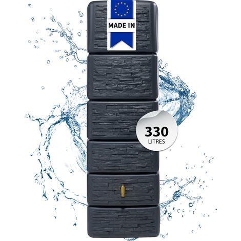 FP – Récupérateur d'eau de pluie mural 300l – Design compact aspect granit – Polyéthylène traité UV – Pour espaces restreints (1/5)