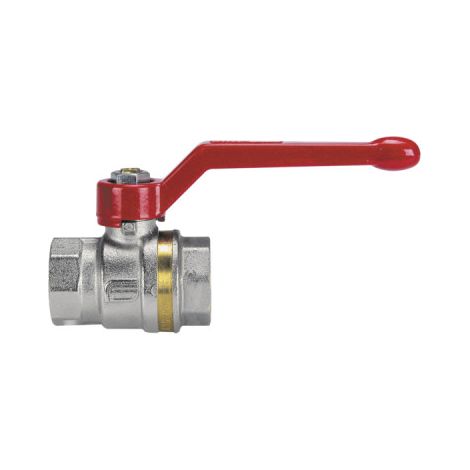 Robinet boisseau sphérique laiton bague FF poignée alu rouge 8x13 PN 40 (1/2)