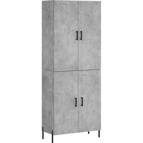 Buffet bahut commode armoire meuble de rangement organisateur cuisine salle de séjour salon haut 69,5 x 34 x 180 cm bois d'ingénierie gris