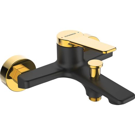 Wandmontierte Badewannenarmatur ALANIS in Schwarzgold (1/2)