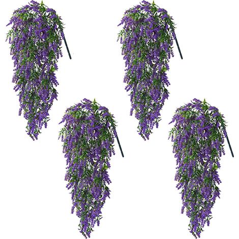 4Pièces Lianes Artificielles Lavande Anti-UV - Plantes Décoratives Suspendues 55cm pour Intérieur/Extérieur, Jardin ou Déco Mariage (1/5)