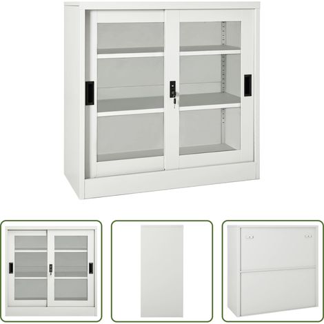 Armoire porte coulissante - Armoire à portes coulissantes Gris clair 90x40x90 cm Acier (1/5)