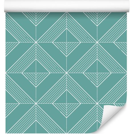 Papier peint géométrique à losanges bleu canard et turquoise pour le salon et la chambre 50x1000 cm (1/5)