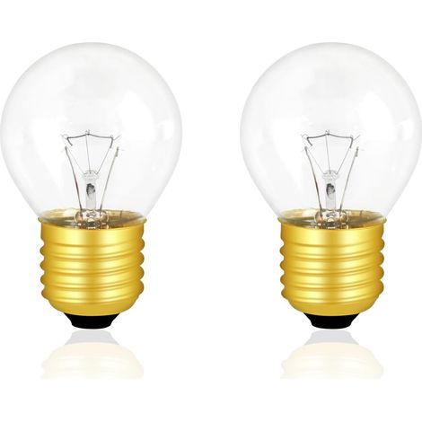 Ampoule Four E27 - Lot de 2 - Verre Résistant Chaleur - Dimmable 300°C - Pour Four et Lampe à Lave - G45 Blanc Chaud (1/5)