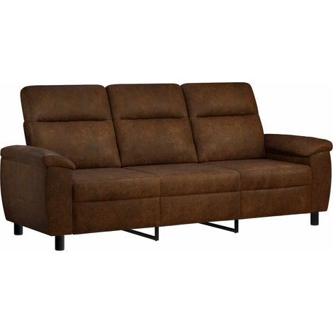 Divano Marrone 214 x 90 x 95 cm Pelle Scamosciata Sintetica vidaXL (1/5)