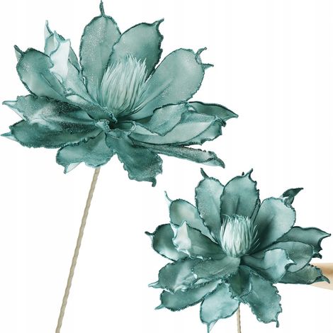 LOTOS TESTA FIORE ARTIFICIALE RAMO MANUFATTO 42 CM TURCHESE BROCCATO (1/5)