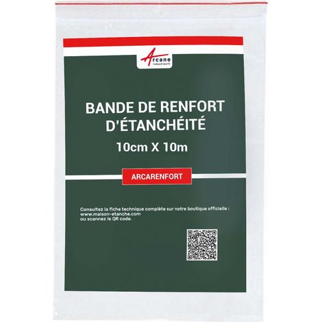 Arcane Industries – Bande de renfort polyester 10 cm x 10 m – Résistance à la rupture 48N – Imputrescible et élastique – Pour étanchéité angles de douche