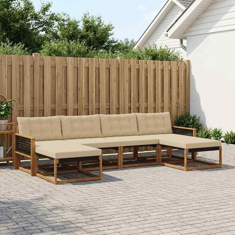 vidaXL Outdoor-Sofagarnitur 6 Stk. Natur und Beige (1/5)