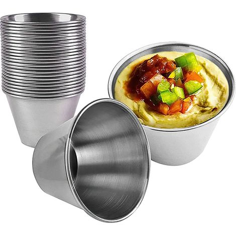 Ensemble de 12 coupelles à sauce/bols à trempette, 70 ml, en acier inoxydable (1/5)