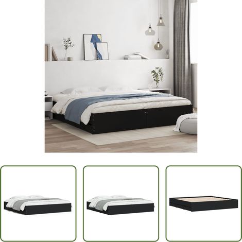vidaXL Schubladenbett - Bettgestell mit Schubladen Schwarz 180x200 cm Holzwerkstoff (1/5)