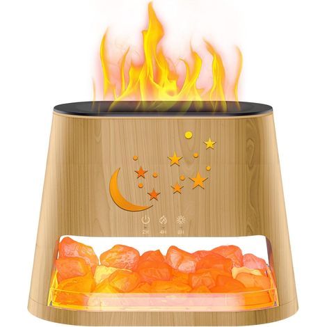 Diffuseur Huiles Essentielles & Lampe en Cristal de Sel, Diffuseur D'aromathérapie avec Lumière Effet Flamme, LED 7 Couleurs, avec Fonction Minuterie, pour Maison, Bureau, Yoga (260ML) (1/5)