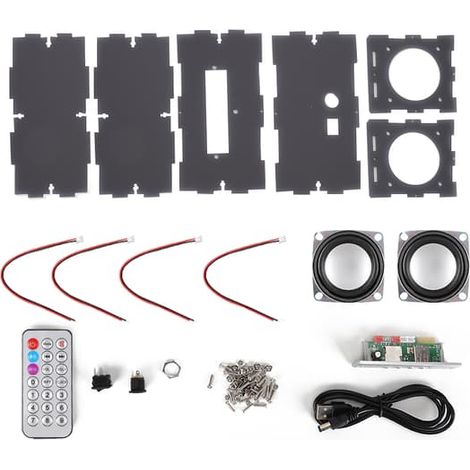 Kit d'enceinte Bluetooth à monter soi-même, lecteur MP3, son stéréo, mini-amplificateur 3 W avec télécommande, gris (1/5)