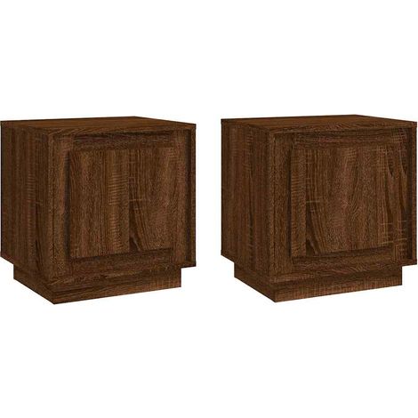 Maison Exclusive - Mesita noche 2 uds madera contrachapada marrón (1/5)