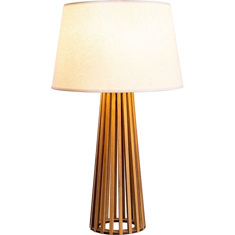 Lampada da tavolo teak con paralume avorio E27 Slatted Quintiesse (1/5)