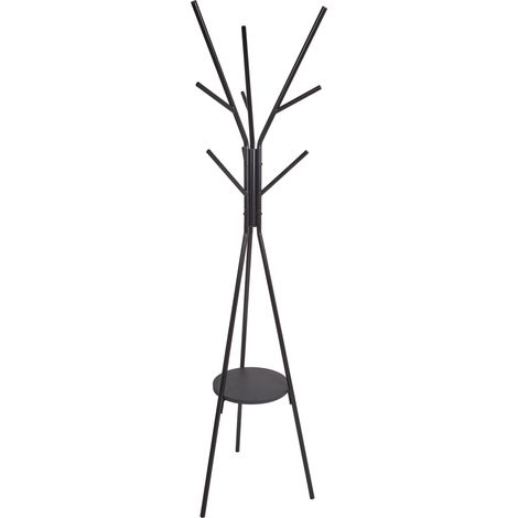 Perchero de metal moderno de interior decorativo con estante negro Colby