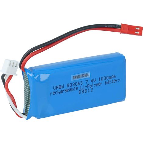 vhbw Batterie compatible avec JST-SYP-2P connecteur  pour modéle RC (1000mAh, 7,4V, Li-polymère) (1/5)