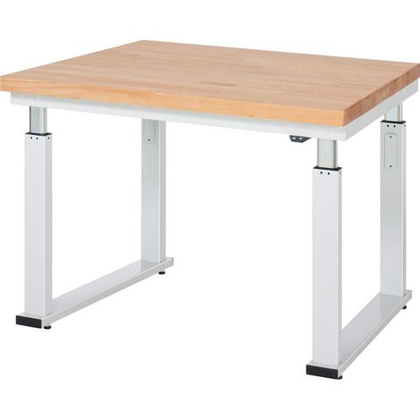 RAU Werkbank adlatus 600 elektrisch höhenverstellbar Buche-Massiv-Platte 1000 mm x 900 mm (1/3)