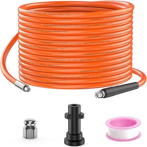10M Tuyau Déboucheur Canalisation pour Nettoyeur Haute Pression, Compatible Séries Karcher K2 K3 K4 K5 K6 K7,Furet Pour Karcher un Nettoyage Facile Des Tuyaux Éviers, 2600PSI/180BAR (1/5)