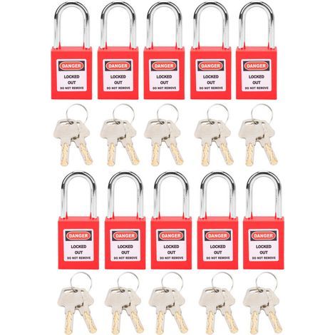 Cadenas à clé en nylon renforcé PA – Lot de 10 unités, verrouillage 38 mm, résistant -57 °C à +177 °C, idéal chimie & énergie (1/5)