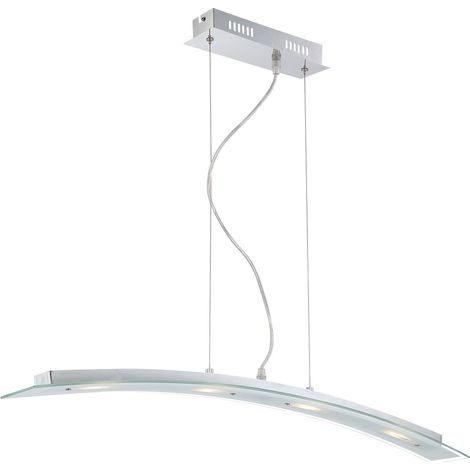 Suspension lampe suspendue lampe de table à manger suspension plaque de verre satiné, métal argenté, 1x LED 20 W 1600 lm blanc chaud, LxPxH 86x9x120 cm (1/5)