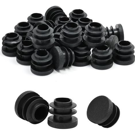Alfombrillas para muebles, 32 piezas, Tapones redondos de plástico, Tapa de inserción redonda, Para baldosas de suelo de madera, 16 mm, Negro (1/5)