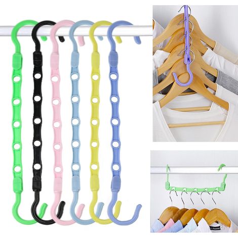 Lot de 6 cintres magiques antidérapants multifonctions, organisateur de cintres, cintre magique gain de place, pivotant à 360° pour vêtements et armo (1/5)