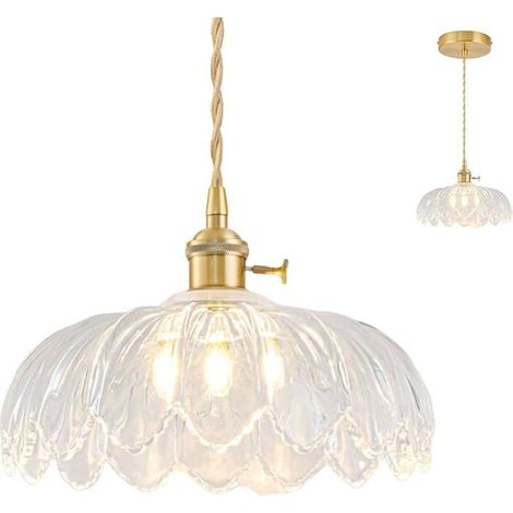Lustre pour Îlot de cuisine, luminaire Vintage en laiton, suspension en verre Câblé, transparent (1/4)