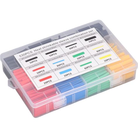 Kit de 530 gaines thermorétractables pour isolation et protection de câbles électriques, assortiment complet (1/5)