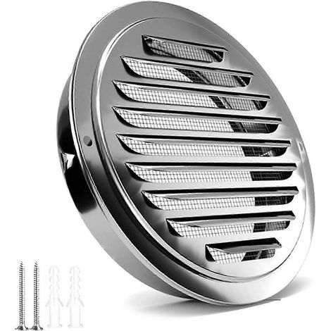 Grille de ventilation ronde robuste en acier inoxydable pour soffite, accessoire portable pour la ventilation de garages et d'appartements. (1/5)