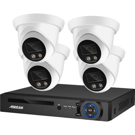 Caméra de surveillance, résolution 8MP, vision nocturne AI, 4CH NVR et 4 Caméra-c, Aucun-c (1/2)