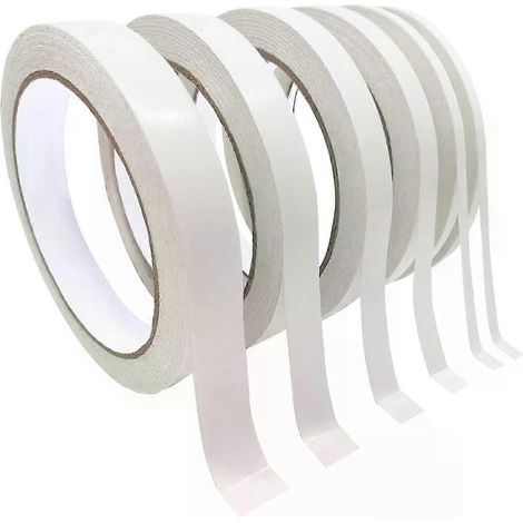Ruban adhésif double face, 6 rouleaux de tailles différentes, idéal pour les projets artistiques et artisanaux. (1/5)