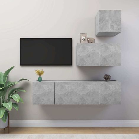 vidaXL 4 Piece TV Cabinet Set Concrete Grey Engineered Wood (1/5)