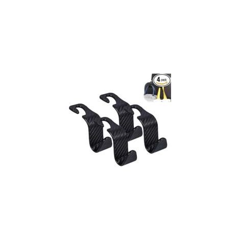 Gancio per poggiatesta del sedile auto, set da 4, supporto da appendere, organizer universale per auto per borse, portafogli, tessere a S, nero - Crezuo