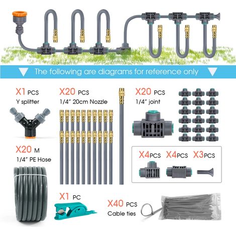 (C-20m) Buse d'irrigation en laiton flexible 1/4'' avec réglage rotatif à 360°, connexion rapide et atomisation automatique pour jardin (1/5)
