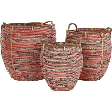 Panier élégant en rotin couleur pêche pour déco - Pêche naturel tressé (1/4)