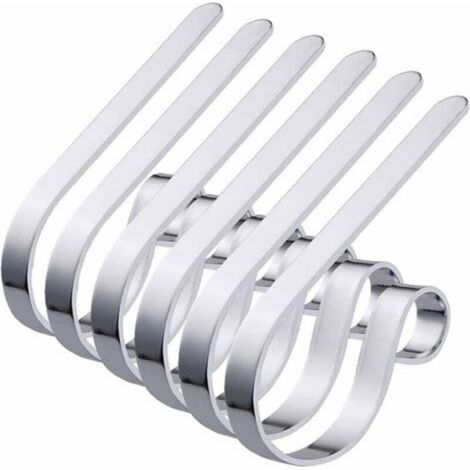 [NON UTILIZZATO] Set di 6 supporti in metallo per calze natalizie, sicuri e antiscivolo, ideali anche come ganci per il camino per decorazioni natalizie.