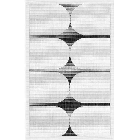 Tapis exterieur 120x170cm Blanc, noir Géométrique
