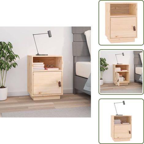 The Living Store Nachttisch 40x34x55 cm Massivholz Kiefer - Kiefer Holz (1/5)