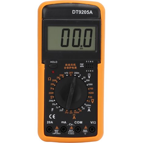 Multimètre numérique DT9205A universel avec protection contre les surcharges, haute précision pour tests électriques et diagnostics. (1/5)