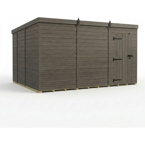 12ft x 9ft Composite Pent Garden Shed Single Door No Windows - Composite - L366 x W274 x H210 cm - Grey