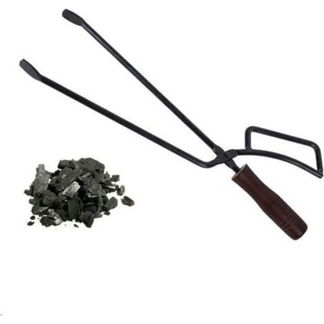 Pinces à bois de chauffage robustes de 40 cm, accessoires de cheminée, couverts de cheminée anti-brûlure, longues pinces à bois de chauffage, pinces à bois de chauffage pour feux de camp et poêles (1/5)