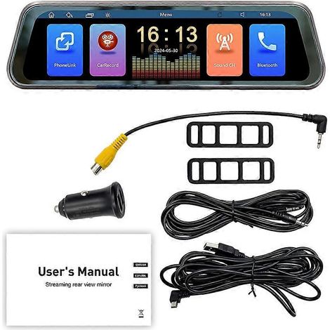 Pantalla táctil de 9,36 pulgadas, CarPlay inalámbrico, transmisión multimedia para coche, cámara de salpicadero DVR, espejo retrovisor, grabadora de cámara de salpicadero, visión nocturna. (1/5)