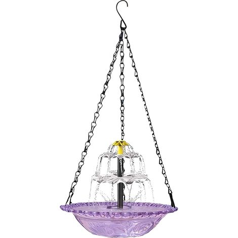 Mangeoire à oiseaux suspendue (style violet) avec fontaine, abreuvoir extérieur et crochet pour jardin, cour, terrasse. (1/5)