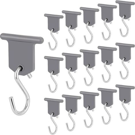 16 Pairs Awning Hooks RV Awning Accessories S Shape Hook Easy to Install for Camper Caravan Interior Exterior Supplies Christmas Tent (Grey) (1/5)