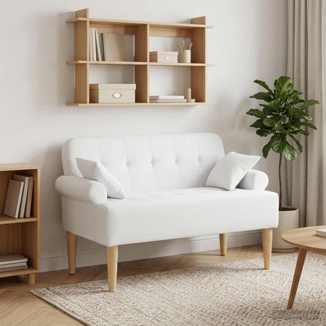 vidaXL Sofá amoroso con botones acolchados Blanco 120 x 65 x 79 cm (1/5)