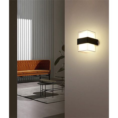 Lámpara de pared LED de 2 piezas, lámpara de arriba y abajo con luz cúbica de 10W，Blanco (1/5)