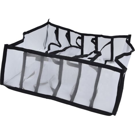 Boîte de rangement en filet pour soutiens-gorge, séparateur de tiroir pliable et multifonctionnel pour sous-vêtements, culottes et chaussettes, 6 compartiments (1/5)