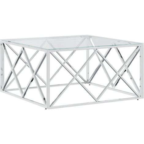 Coffee Table 80x80x40 cm Stainless Steel and Glass vidaXL