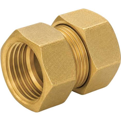 RACCORDO DIRITTO FEMMINA A COMPRESSIONE O-RING PER TUBO RAME APE Ø22 x 1