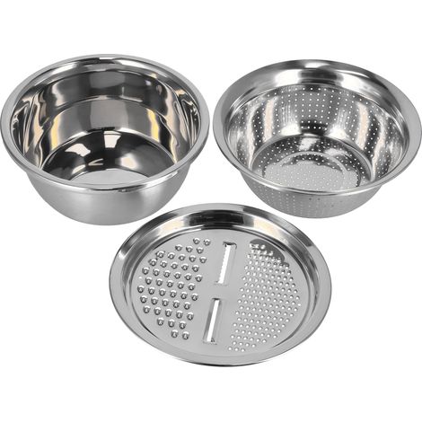 Panier d'évacuation d'eau polyvalent avec coupe-légumes et râpe en acier inoxydable pour cuisine (1/5)